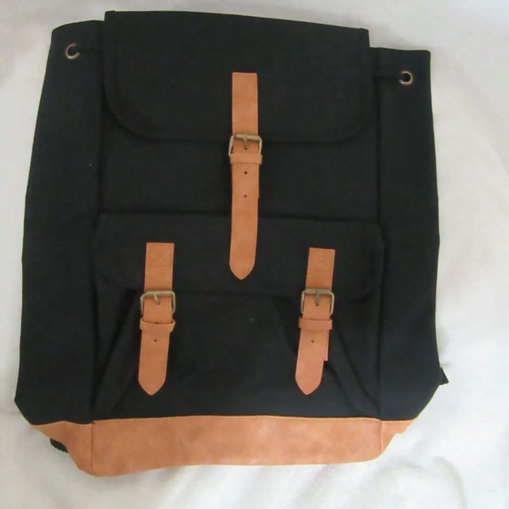 DSW black and tan canvas backpack